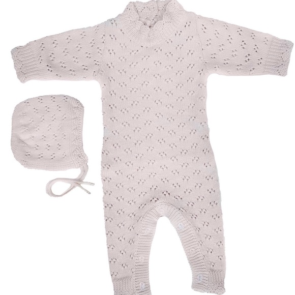Grace Knitted Romper with bonnet - Picture 2 of 2